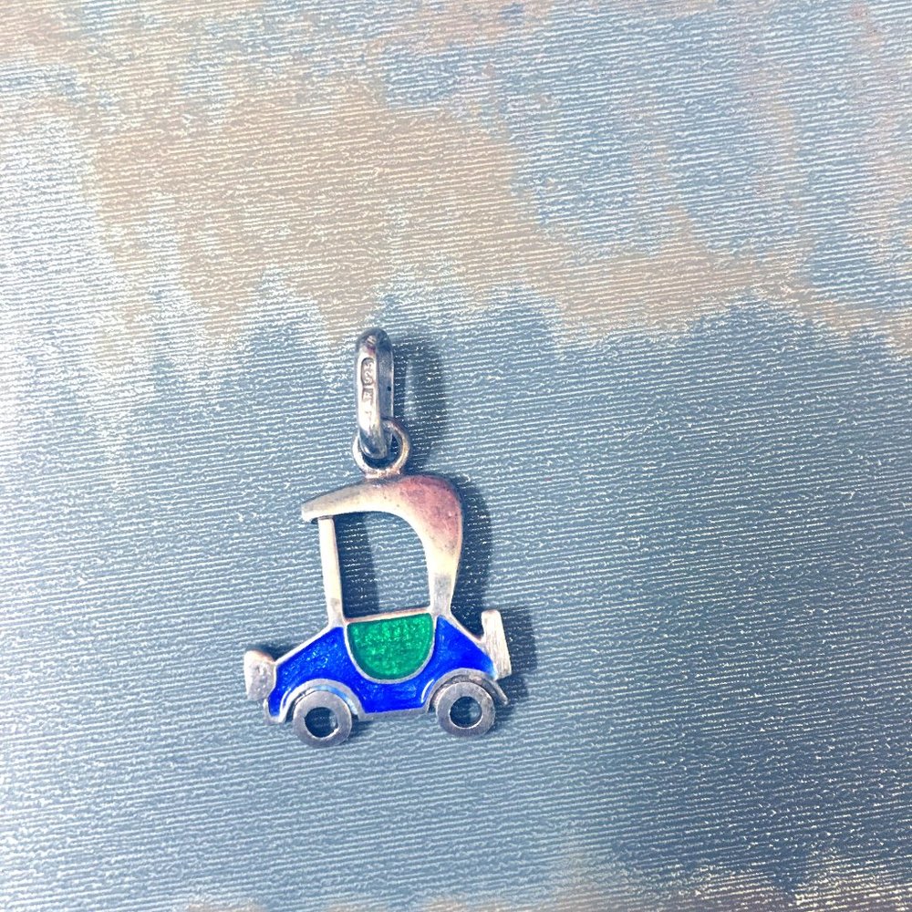 Italian Oldsmobile Pendant Silver Enamel Vintage